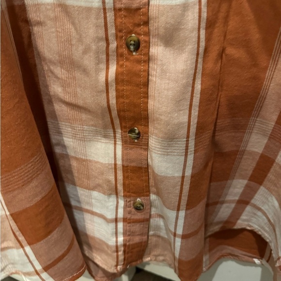 SO Orange Pumpkin Color Plaid Flannel Size L Longsleeve Button Up Shirt - Picture 9 of 14